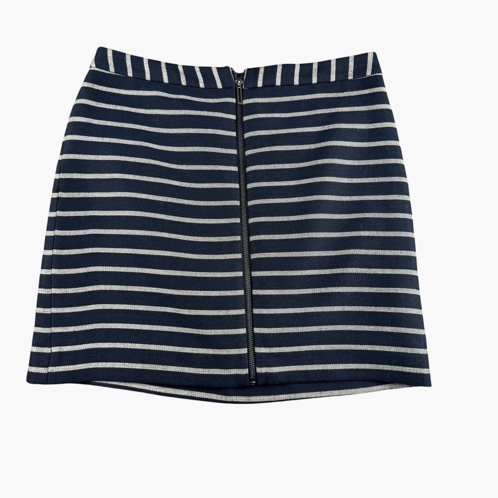 The Limited Navy Blue White Striped Front Zip Mini Skirt Size 6